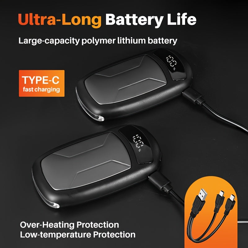 2-Pack Rechargeable Hand Warmers with COB Flashlight & Magnetic Base – 12Hr Heat, Portable Electric Pocket Warmer, Christmas Gift for Women Men Outdoor Winter