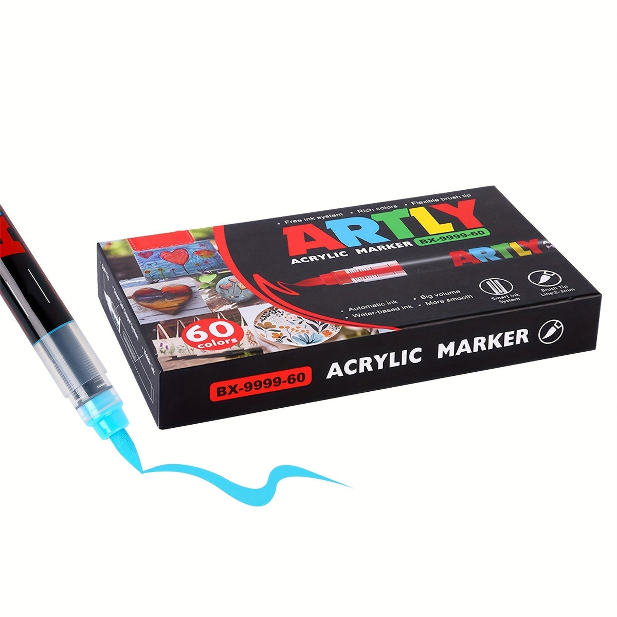 Acrylic Paint Markers Brush Tip – 12/24/36/48/60/72/120/168 Colors for Rock, Metal, Glass, Wood, Canvas, Ceramic & Plastic, DIY Hand-Painting Art Supplies, Back to School, Halloween, Christmas, Birthday Gift