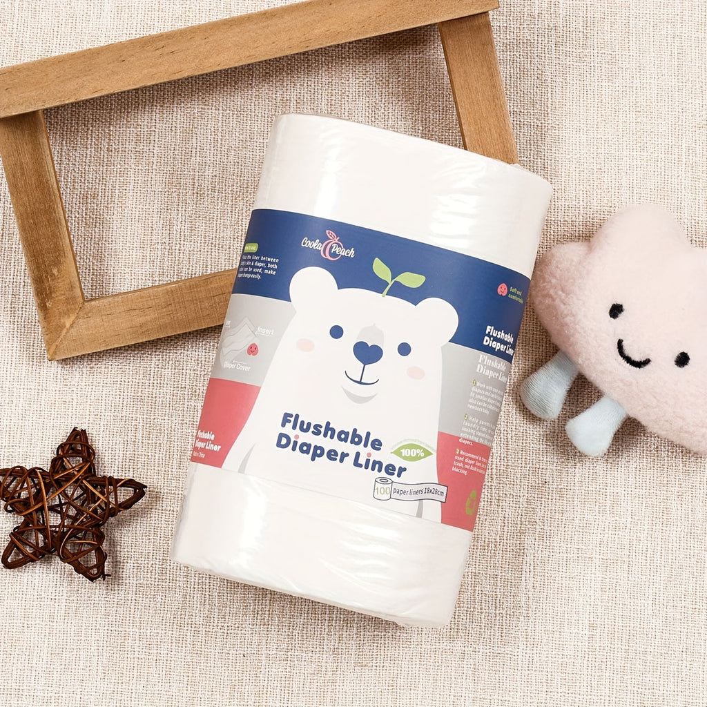 2-Pack Bamboo Flushable Diaper Liners for Baby Cloth Diapers, Fragrance-Free & Chlorine-Free Disposable Cloth Diaper Inserts, Gentle on Baby Skin, S+S S+L & L+L Size Options