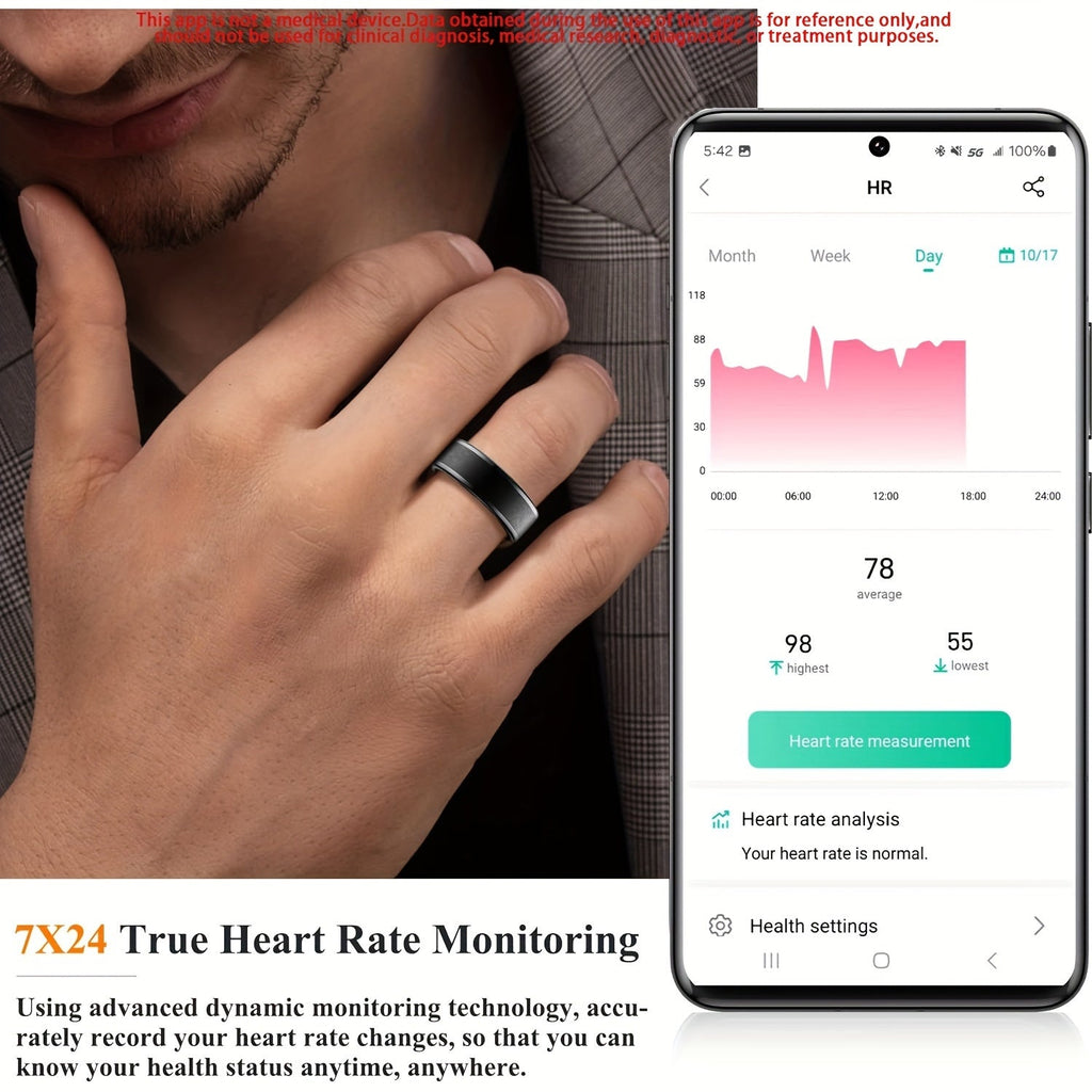 Smart Ring for Women – Fitness Tracker with Heart Rate, Sleep Monitor, Stress & Menstrual Tracking, 100+ Sports Modes, IP68 Waterproof, No Subscription, Compatible with iPhone & Android