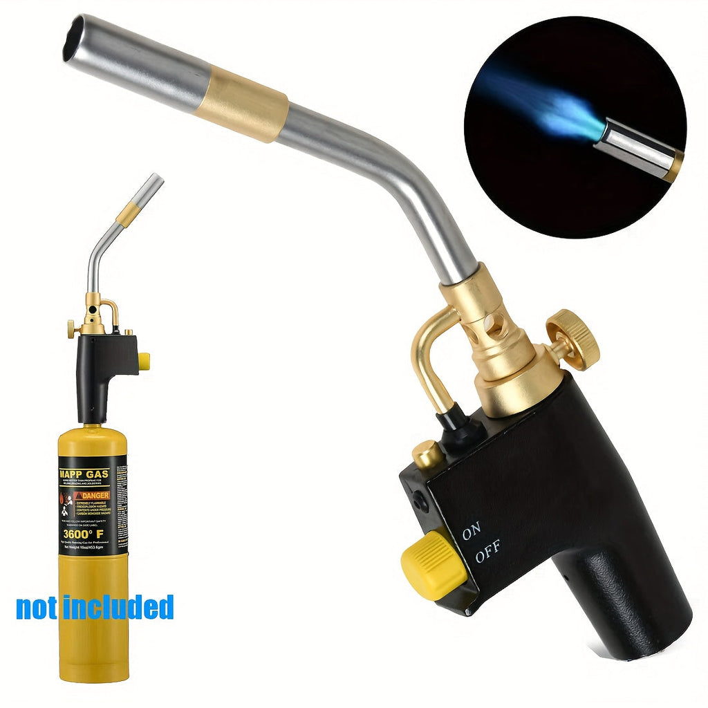 Trigger-Start MAPP/Propane Torch Head - Piezo Ignition, Adjustable Flame, Safety Lock for Welding, Soldering, Brazing, Heating, Thawing & Steak Searing