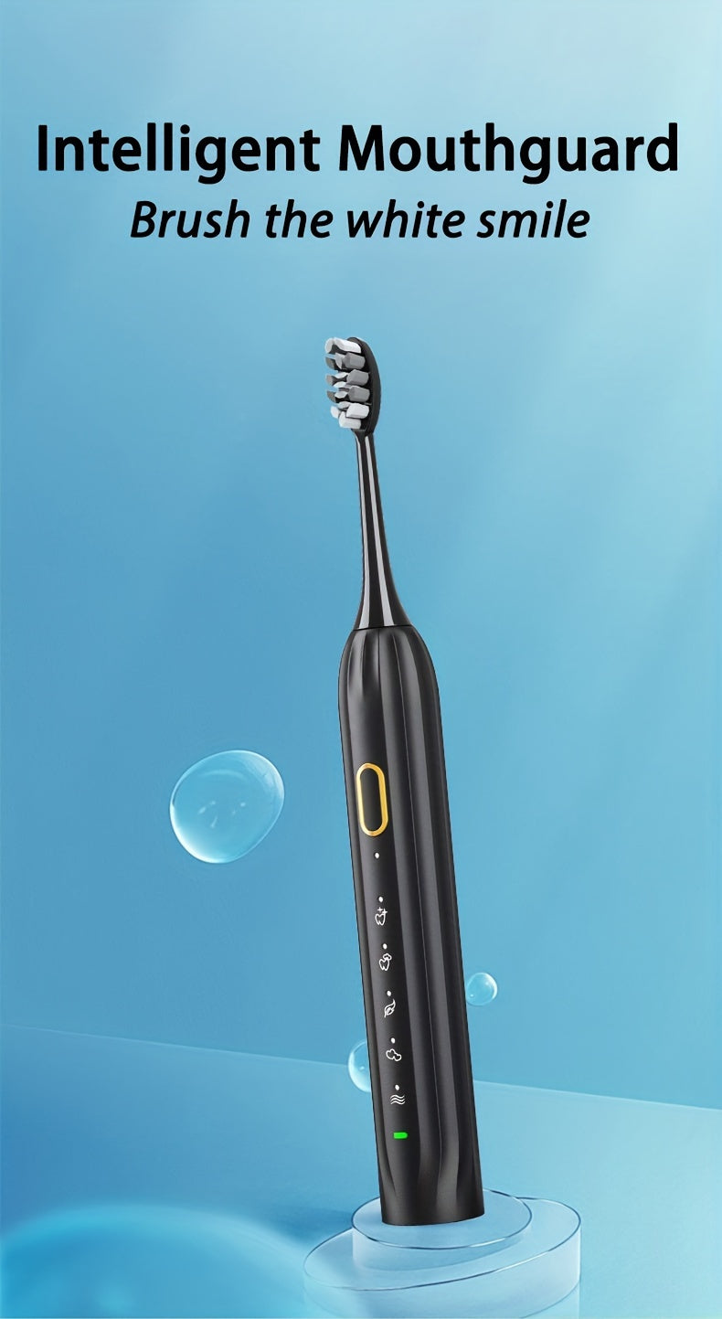 Sonic Electric Toothbrush IPX8 Waterproof USB Rechargeable with 5 Replacement Brush Heads, Smart Timer, Metal Shaft, for Adults, Men, Women, Couple Style, Rechargeable Oral Care