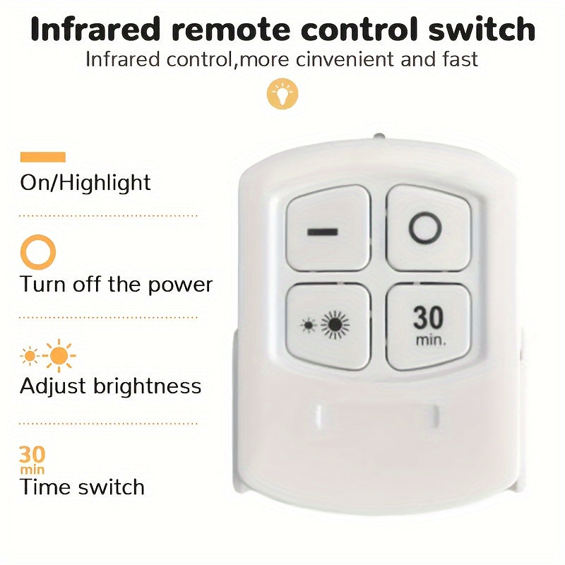 5 Pack LED Wireless Night Lights, Remote Control, Magnetic Adhesive, Battery Operated, for Cabinet, Hallway, Bathroom, Bedroom, Kitchen, Stairs, Home Decoration, Easy Setup