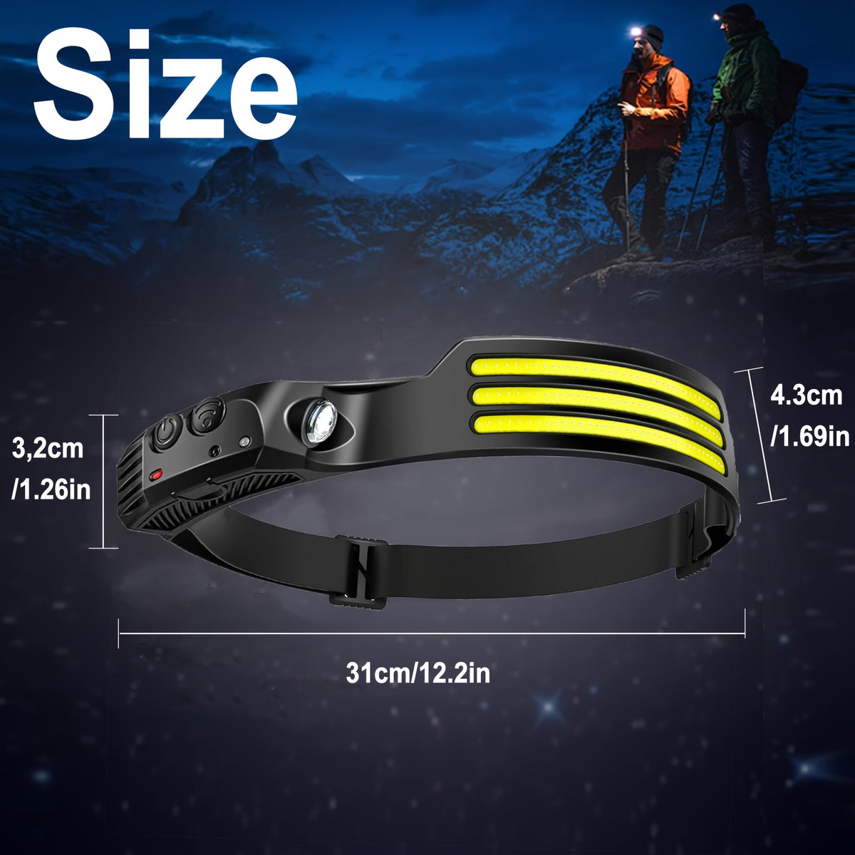 Motion Sensor LED Headlamp USB Rechargeable IP54 Waterproof – Super Bright 5-Mode Headlamp for Camping, Hiking, Running, Fishing, and Outdoor Activities