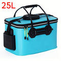 25L Foldable Fishing Bucket, Collapsible EVA Live Fish Bait Container – Portable Multifunctional Outdoor Fish Keeper Bag for Carp & Freshwater Fishing, Gift for Men (Blue/Orange)