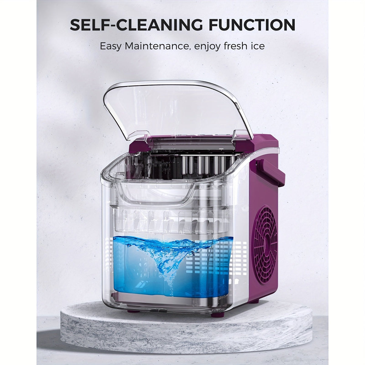 Countertop Ice Maker – 26 LB per 24 Hours Ice Ready in 6 Minutes Self-Cleaning 2 Ice Sizes Scoop Basket & Handle for Home Party RV & Camping in White Black Green & Purple