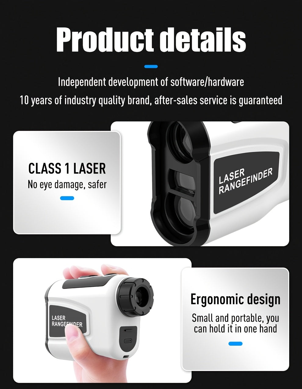 1200 Yard Laser Golf Rangefinder, 6X Magnification, Slope Switch, Pulse Vibration, Target Lock, Trajectory Compensation, Type-C Rechargeable for Golf and Hunting
