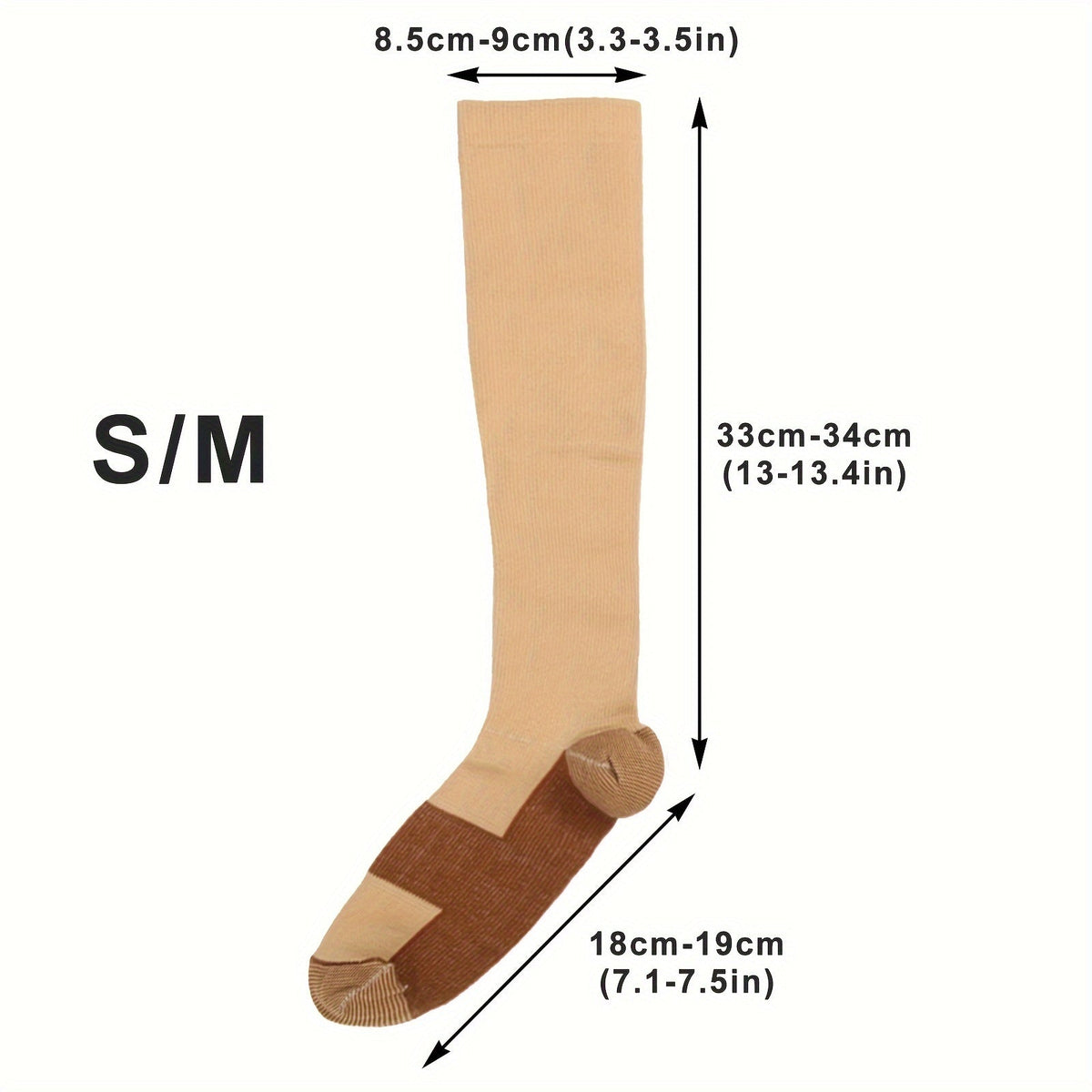 Copper Compression Socks 10 Pairs for Women & Men – Knee High Circulation Support Socks for Running, Cycling, Climbing, Athletic, and Daily Wear, S M L XL XXL, Black/Nude