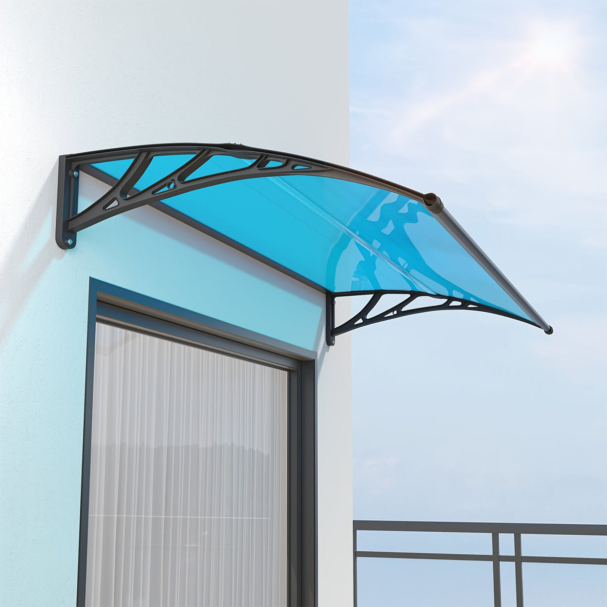 Polycarbonate Window Door Awning Canopy – UPF 50+ UV Rain Snow Sun Shade Cover for Patio Balcony Doorway in 21 Sizes & 4 Panel Colors