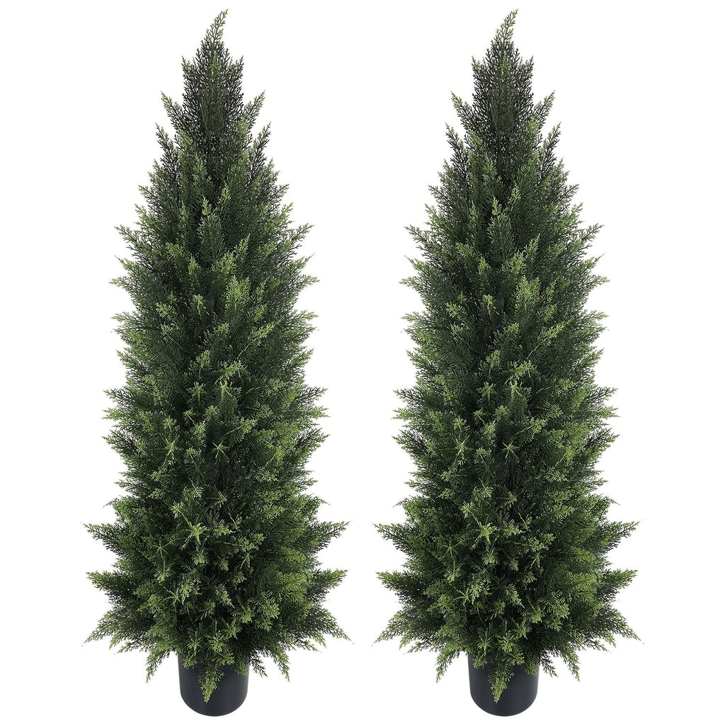 Potted Cedar Topiary Shrubs 2-Pack, UV-Resistant Artificial Trees for Outdoor & Indoor – Faux Cedar Evergreen Plants for Front Porch, Garden, Halloween & Christmas Decor, Choose 33" or 48" – Nova Mart