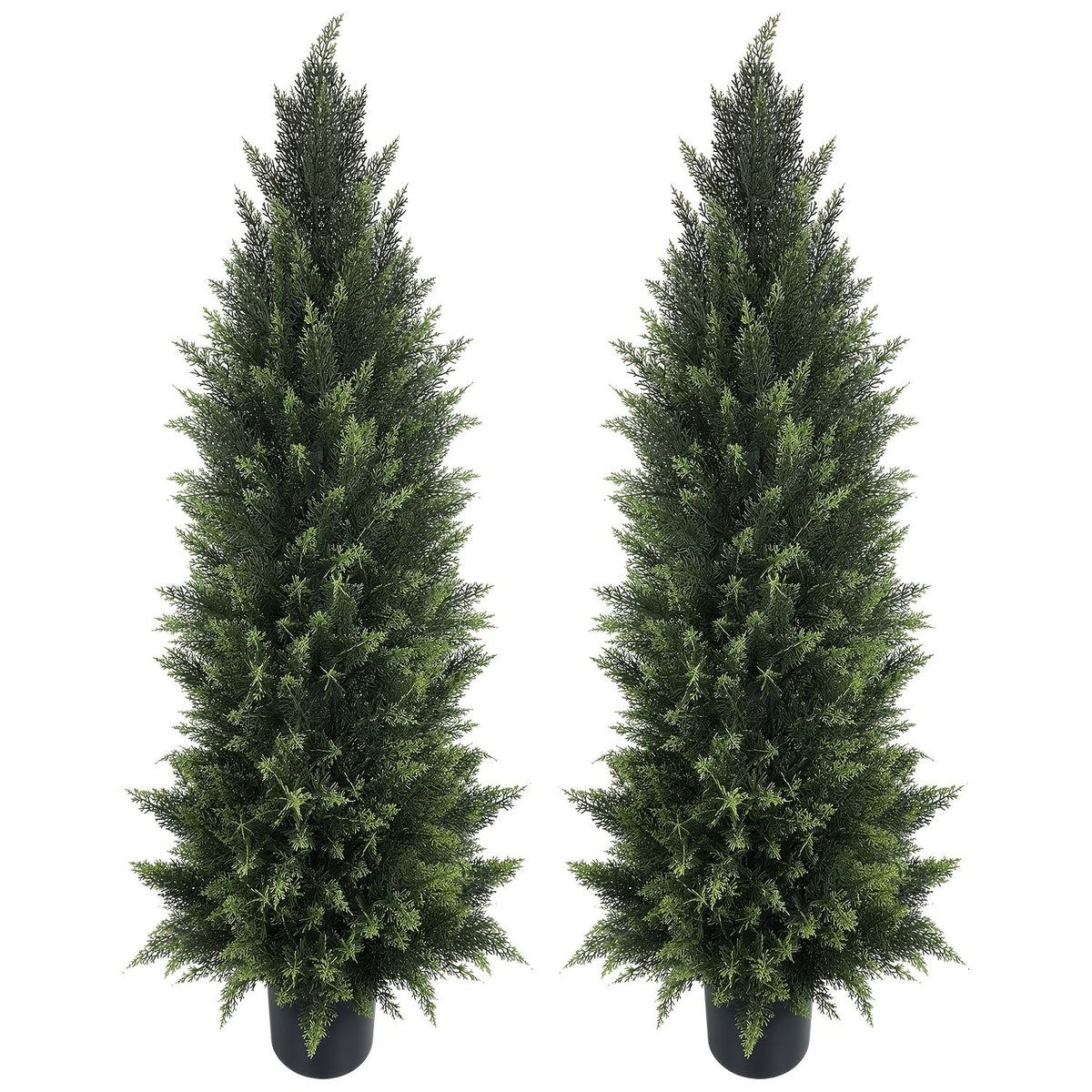 Potted Cedar Topiary Shrubs 2-Pack, UV-Resistant Artificial Trees for Outdoor & Indoor – Faux Cedar Evergreen Plants for Front Porch, Garden, Halloween & Christmas Decor, Choose 33" or 48" – Nova Mart