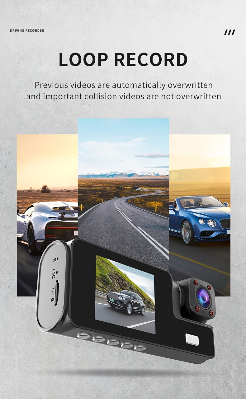 3-Channel Dash Cam, 4K Front + 4K Interior + 1080P Rear, includes Free 32GB Card, Night Vision, G-Sensor, Wide Angle, Real-Time Recording & Parking Monitor – Velora