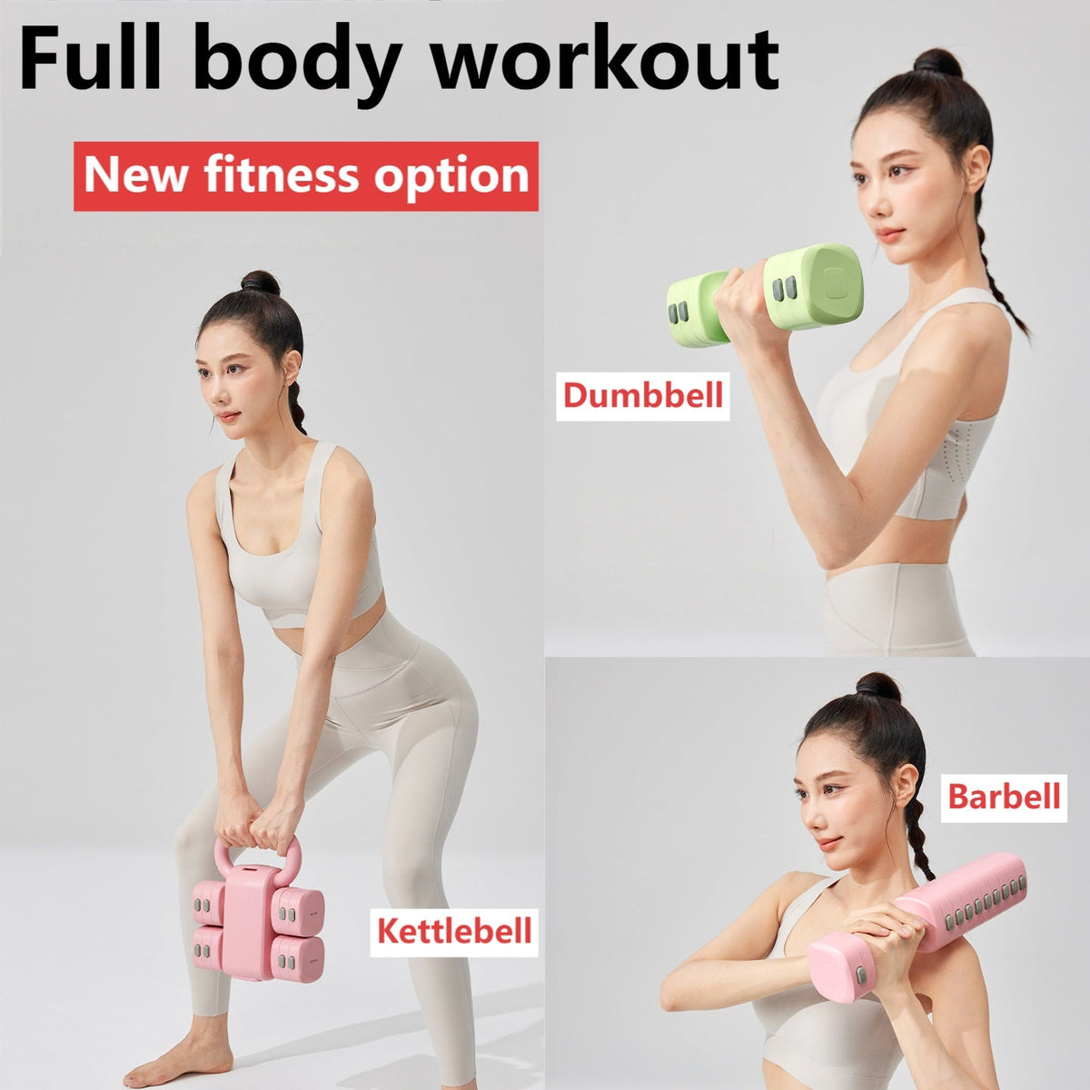 2-in-1 Adjustable Dumbbell & Kettlebell 0–11 Lb (0–5 kg) Twist-Lock 0.5 kg Steps No Battery Needed Compact Home Gym Office & Rehab – Light Green