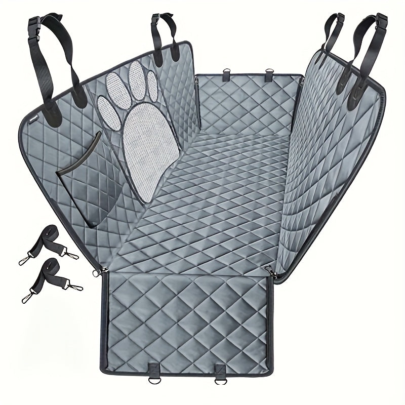 Dog Seat Cover Hammock – Heavy Duty Waterproof Scratch-Resistant Pet Rear Seat Cover for Cars, Trucks & SUVs, Anti-Slip Durable Soft Car Mat with Mesh Window, Dog Car Seat Cushion & Trunk Protector