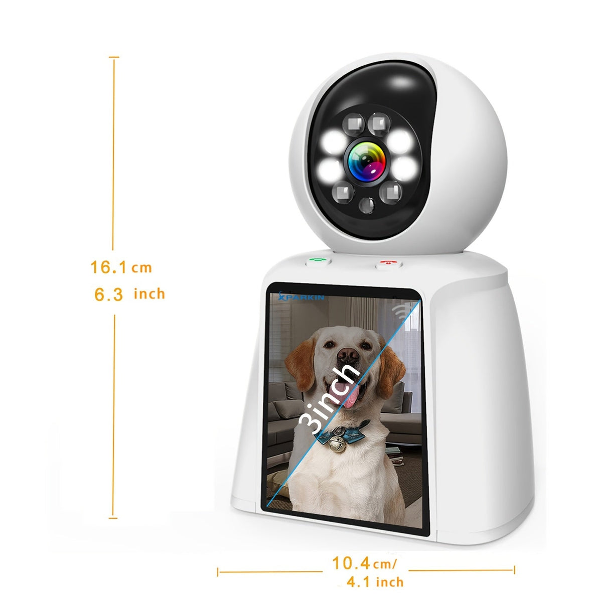 WiFi PTZ Indoor Camera with 3-Inch Built-In Screen, 3MP HD Video Calling, Two-Way Audio, Color Night Vision, AI Detection, Pet/Baby/Elderly Monitor, Home Security Camera, App Control