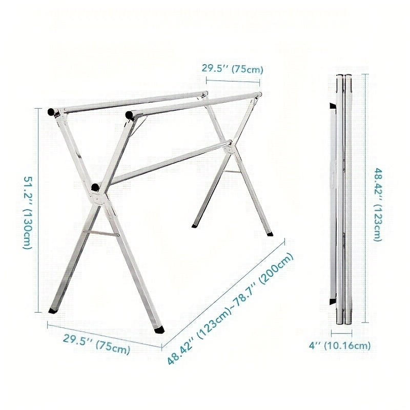 Stainless Steel Clothes Drying Rack 63" & 78.7" Retractable Foldable Heavy-Duty Laundry Drying Rack, Collapsible Indoor/Outdoor Clothesline with Adjustable Length for Balcony, Bedroom, and Laundry Room
