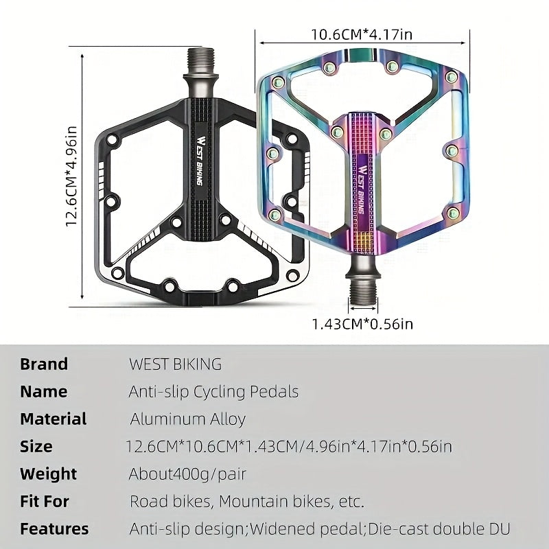 Aluminum Alloy Bike Pedals, 3 Bearings, Non-Slip, Lightweight Bicycle Pedals with Hexagonal Sleeve for Mountain Bikes & Road Bikes – Easy Install, Durable Multi-Color Cycling Accessories, 1 Pair