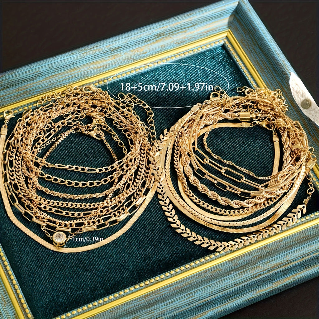 20-Piece Stackable Bracelet Set for Women – Boho Snake Chain Twisted Metal Geometric Layering Bangles, Vintage Chic Wrist Jewelry for Daily Wear, Parties, Vacations, and Dating, Holiday Gift for Her