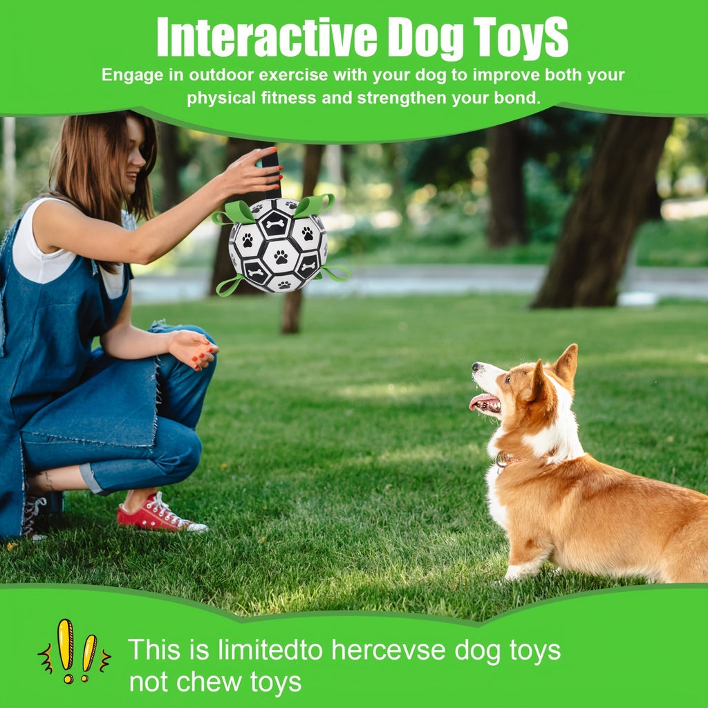 Soccer Ball Dog Toy with Straps – Durable Tug of War & Water Play Toy for Small & Medium Dogs, Includes Inflation Needle, Perfect Christmas & Birthday Gift for Puppies