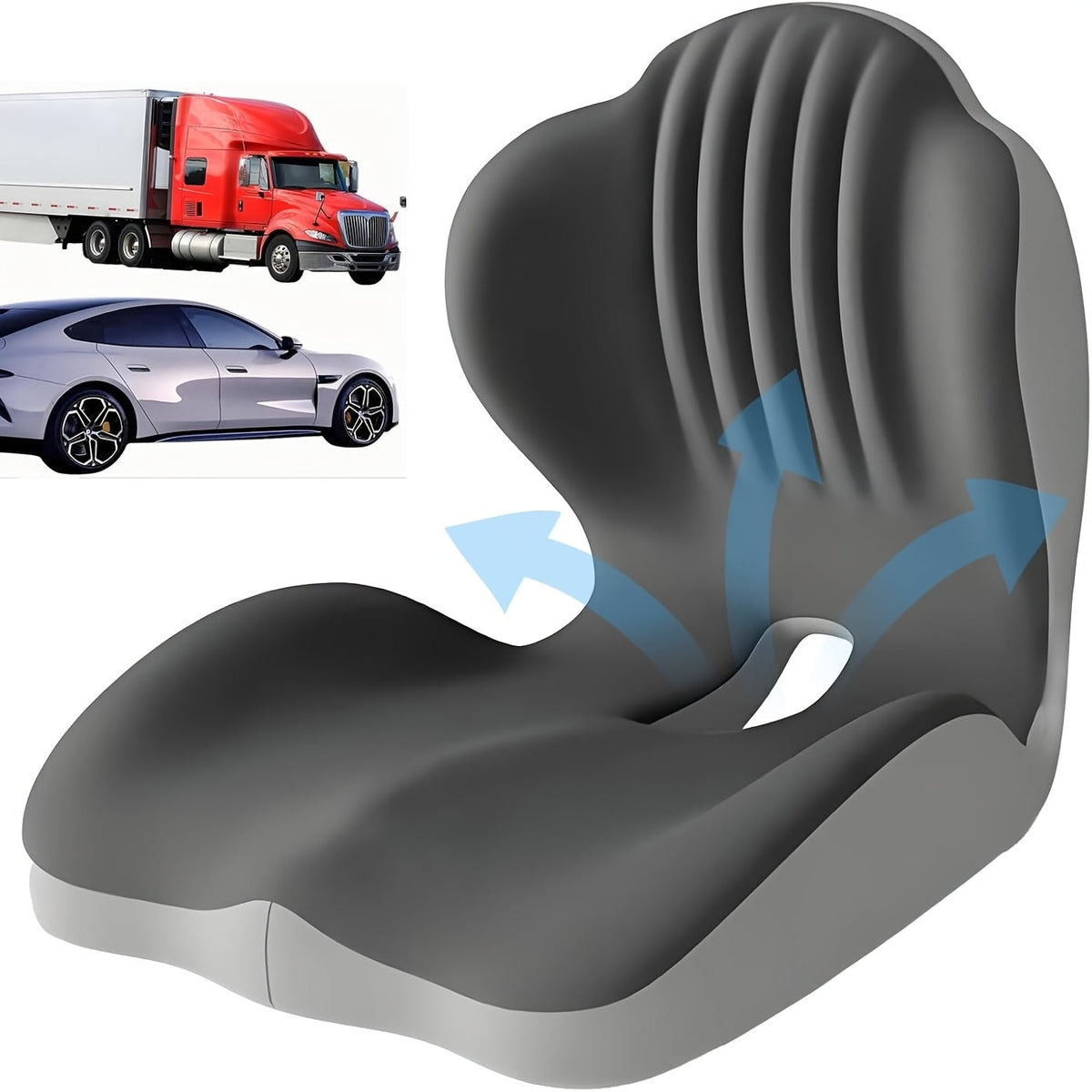 Ergonomic Memory Foam Seat Cushion with Back Support & Breathable Hollow Design – Comfortable Coccyx Cushion for Office Chair, Car Seat, and Long-Term Sitting, Unisex