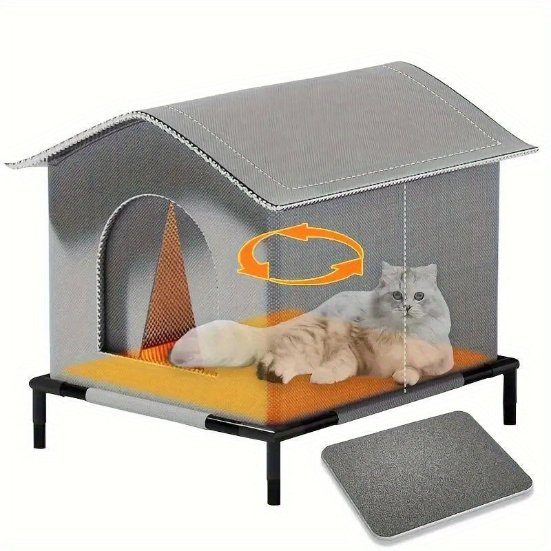 Insulated All-Season Outdoor Cat Shelter – Weatherproof Warm House for Stray & Feral Cats and Small Dogs, Raised Base, Medium, Large, and Extra-Large Sizes, Sturdy Year-Round Outdoor Pet Bed & Habitat