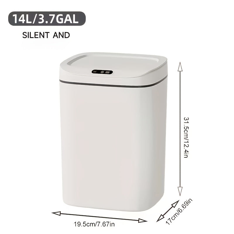 Inductive Smart Trash Can with Sealed Lid and Odor-Proof Technology, Touch Control Switch, Hands-Free Automatic Sensor Waste Bin, Easy-to-Clean for Office, Bathroom, Bedroom, and Kitchen