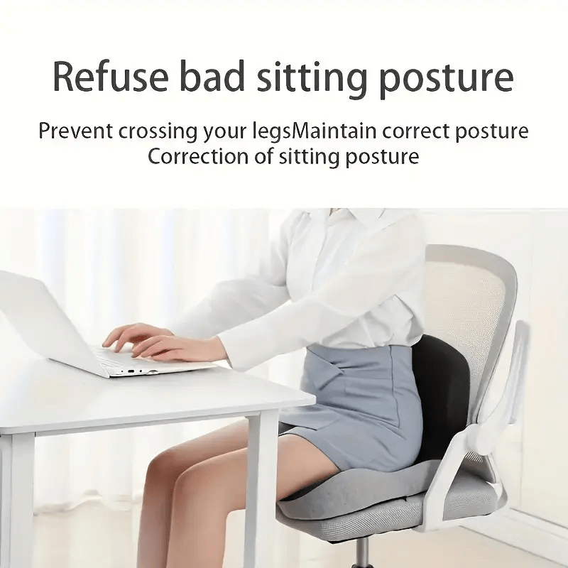 Ergonomic Memory Foam Seat Cushion with Back Support – Non-Slip Office Chair, Gaming Chair, and Car Seat Pad for Hip and Tailbone Pain Relief, Long-Sitting Comfort