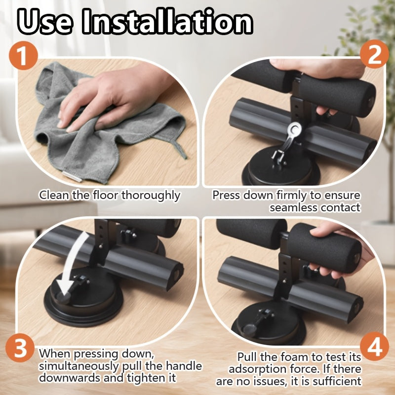 Portable Sit-Up Bar – 3-Section Adjustable Design, Dual Suction Cups & Resistance Bands, Lightweight Home Core Fitness Equipment for Small Spaces