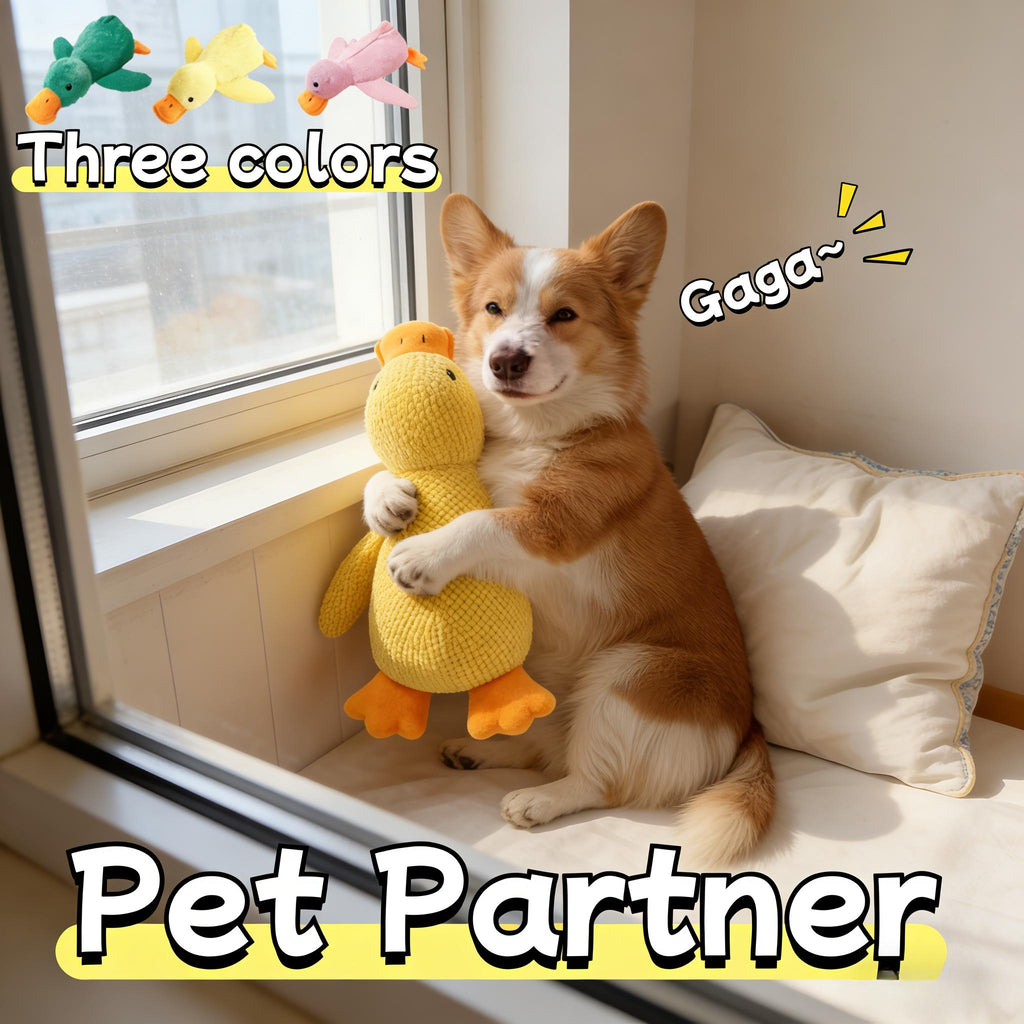 9" Duck Plush Squeaky Dog Toy - Interactive Chewable Stuffed Animal for Dogs & Cats, 3 Colors, Bite-Resistant Squeak Toy for All Breeds, Cute Soft Pet Plush Toy for Play & Comfort