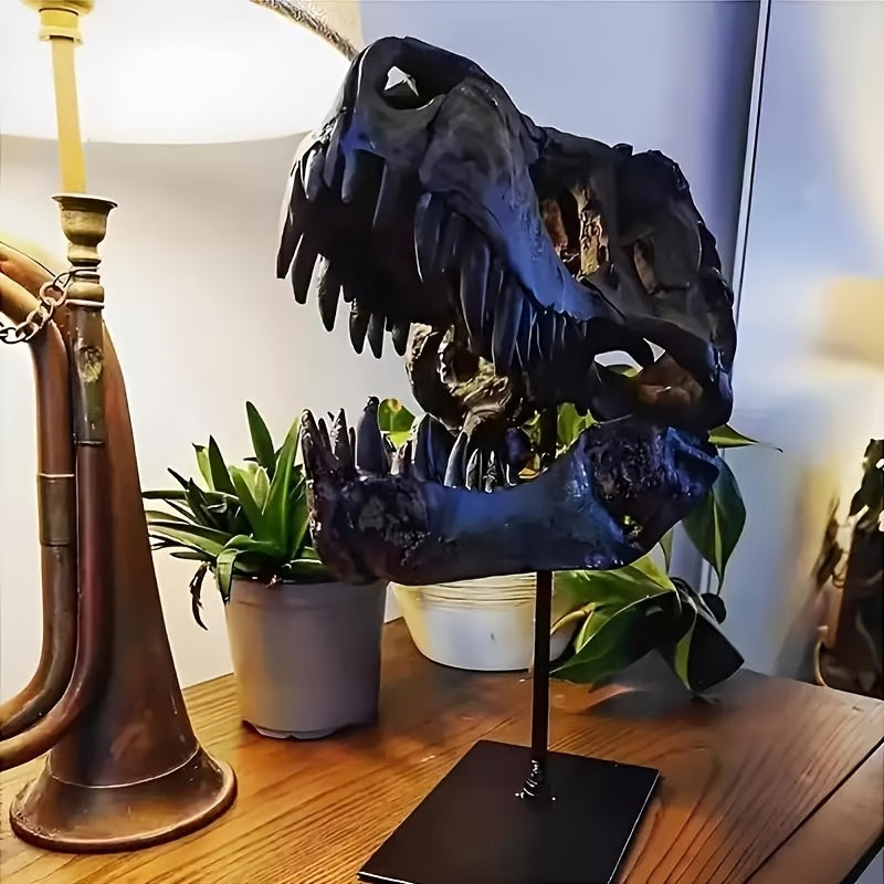 T-Rex Skull Replica Handcrafted Resin Dinosaur Skeleton Model, Realistic Detailed Textures, Indoor Outdoor Home Office Desk Decor, Durable No-Electricity Display, Gift for Dinosaur Enthusiasts