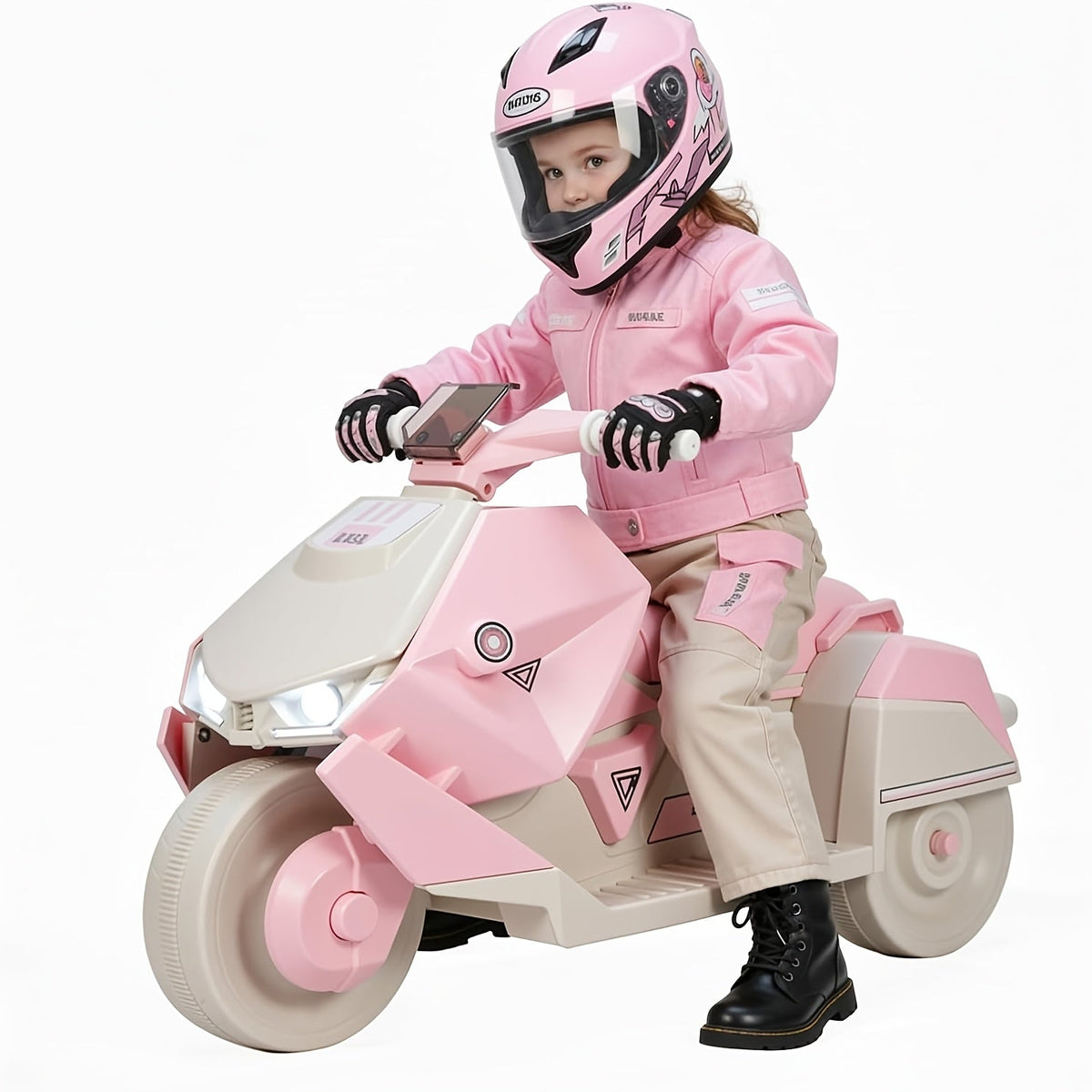 6V Kids Electric Motorcycle Battery Powered Ride-On Toy with Interstellar Lights, 3 Wheels, Safe and Stable for Boys and Girls - Birthday, Christmas, Halloween Gift (Pink, Blue, Green)