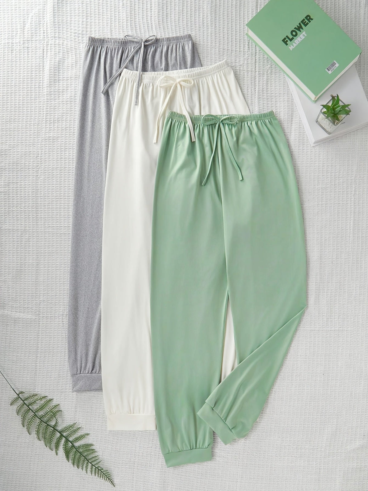 Women's Casual Drawstring Pants Loose Fit Elastic Waist Solid Color Home Lounge Pants Autumn Comfortable Knit Polyester XS S M L XL XXL