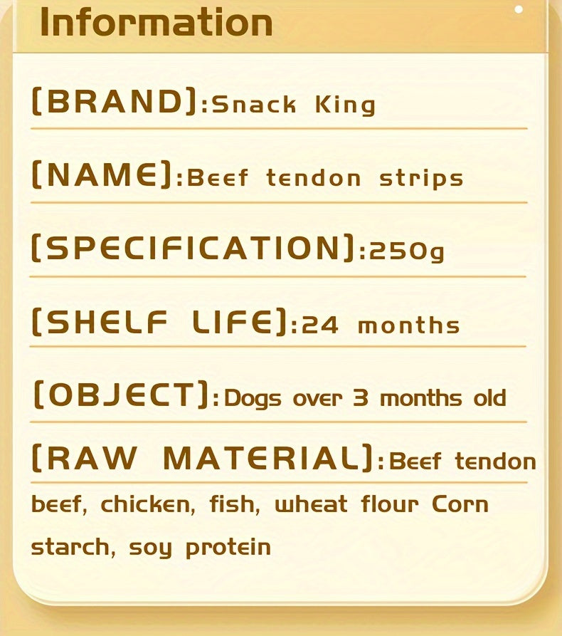 Dried Beef Tendon Dog Chews: Natural, High-Protein Jerky Treats & Chew Sticks for Training Rewards, Suitable for All Breeds, Available in 250g / 500g 2-Pack Options