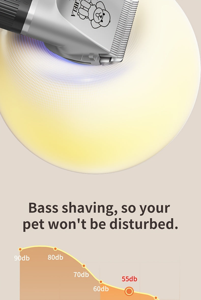 Rechargeable Cordless Pet Grooming Clippers with LED Display - Professional Wireless Dog Hair Trimmer, Detachable Blades, 4 Comb Guides, Low Noise, 3.6V USB Charging, for Dogs, Cats, and Small Animals