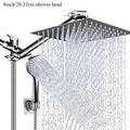 Rain Shower Head Combo - 8"/10"/12" High Pressure Rainfall Head, 13" Adjustable Extension Arm & 6-Setting Handheld with Long Hose - Works Against Low Water Pressure - Chrome