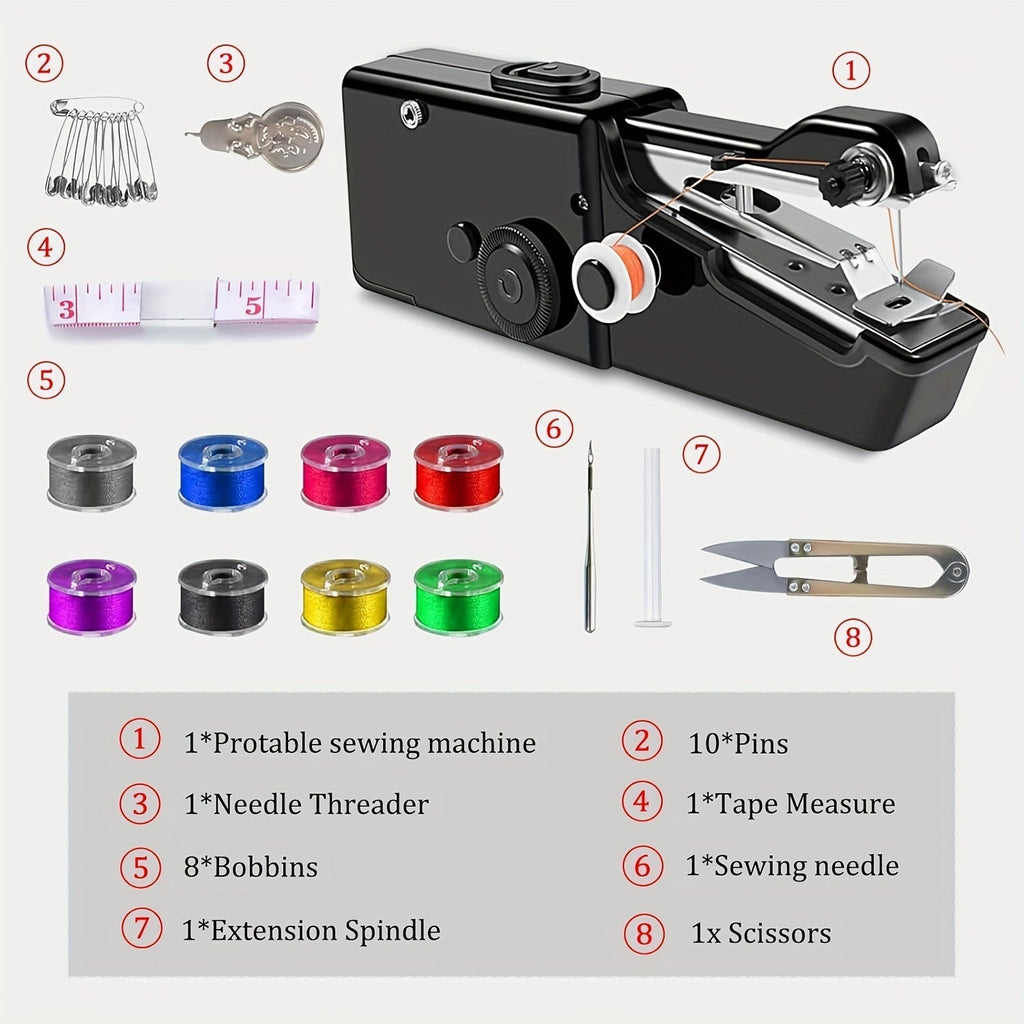 Handheld Mini Sewing Machine 36-Piece Set, Cordless Portable Electric Sewing Kit for Beginners, Adults, Home, Travel, and Clothes Repair (Purple, Black, White, Pink)