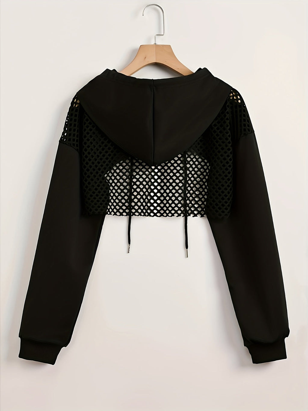 Women's Mesh Hoodie Solid Color American Street Style Sweet and Spicy Fashion Jacket Top Black White XS S M L XL XXL