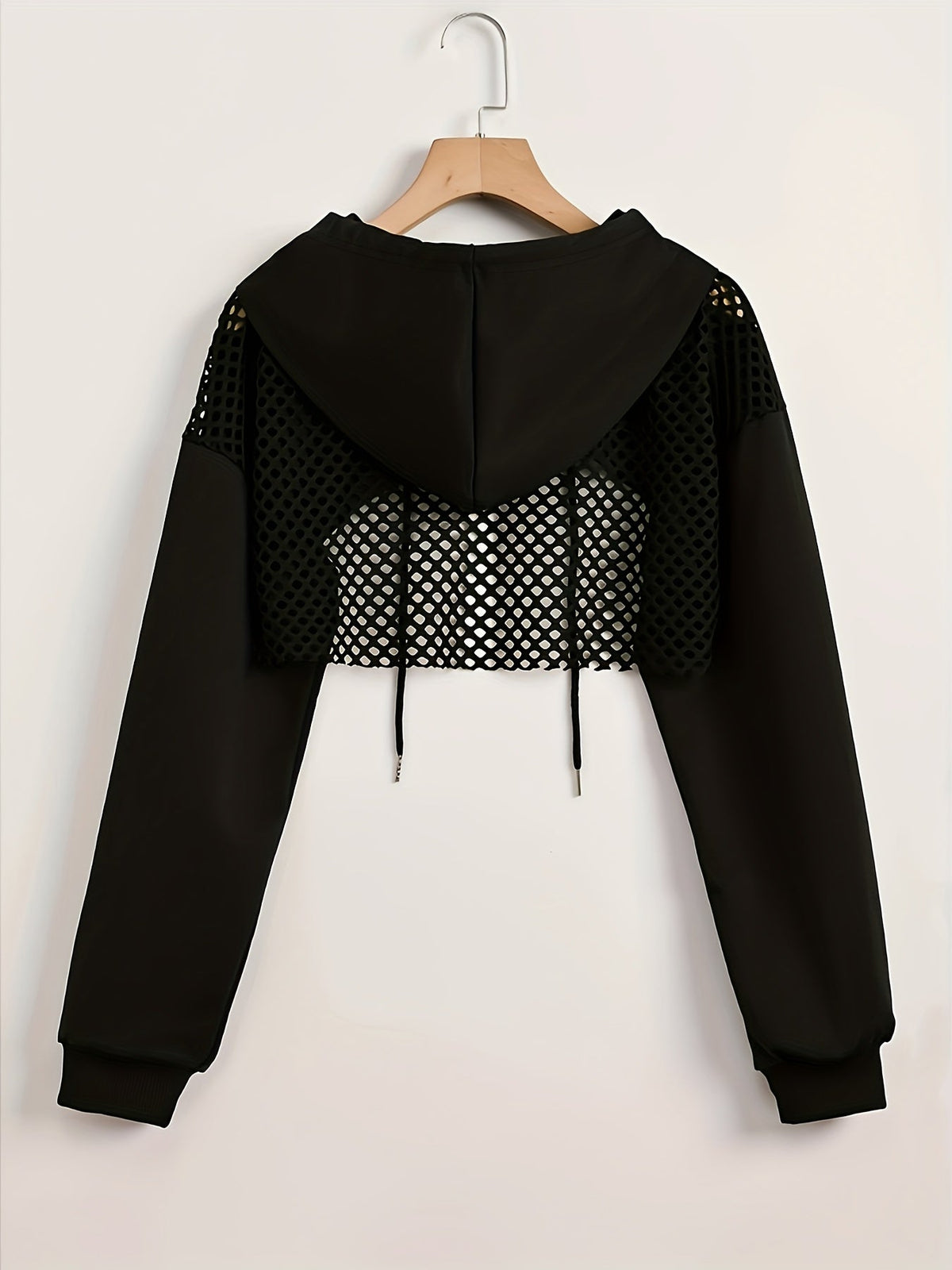 Women's Mesh Hoodie Solid Color American Street Style Sweet and Spicy Fashion Jacket Top Black White XS S M L XL XXL