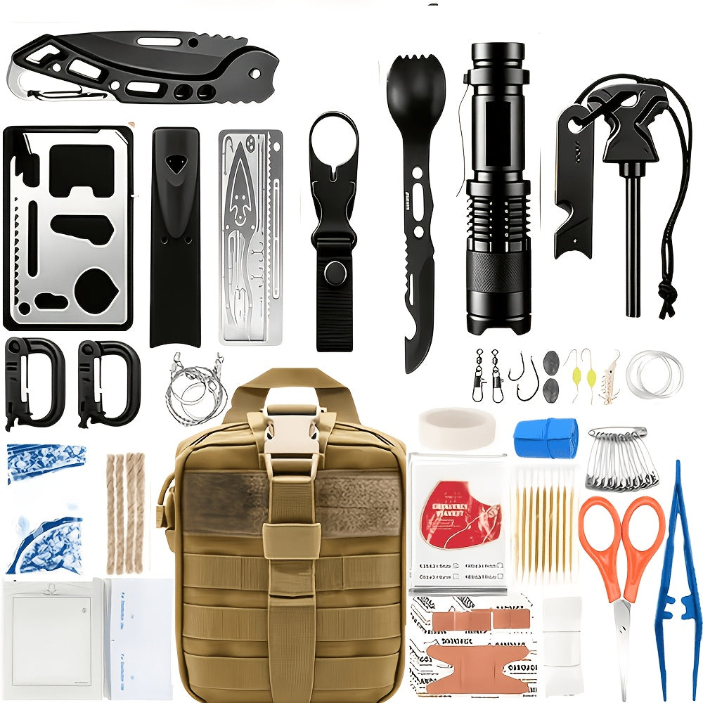 242-Piece Survival Kit – Outdoor Emergency Gear with Fire Starter & First Aid Tools for Camping, Hiking, Travel, Car, and School, Gift for Men & Women, Multiple Colors