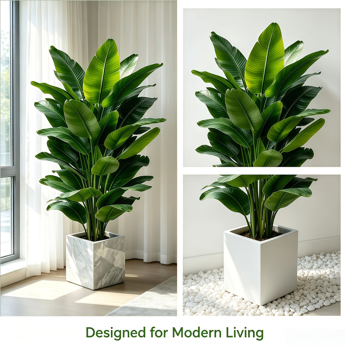 Extra-Large 55.11" Artificial Banana Tree - Thick-Rooted Faux Tropical Plant with Ground Stake, Reusable Indoor Decor for Living Room, Office, Bathroom & Shelf - Wedding, Christmas & Halloween Decor