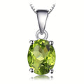 925 Sterling Silver Natural Gemstone Oval Cut Pendant Necklace for Women – Amethyst, Citrine, Garnet, Peridot, Topaz Multi-Faceted Fine Jewelry, Elegant Daily Gift for Girls
