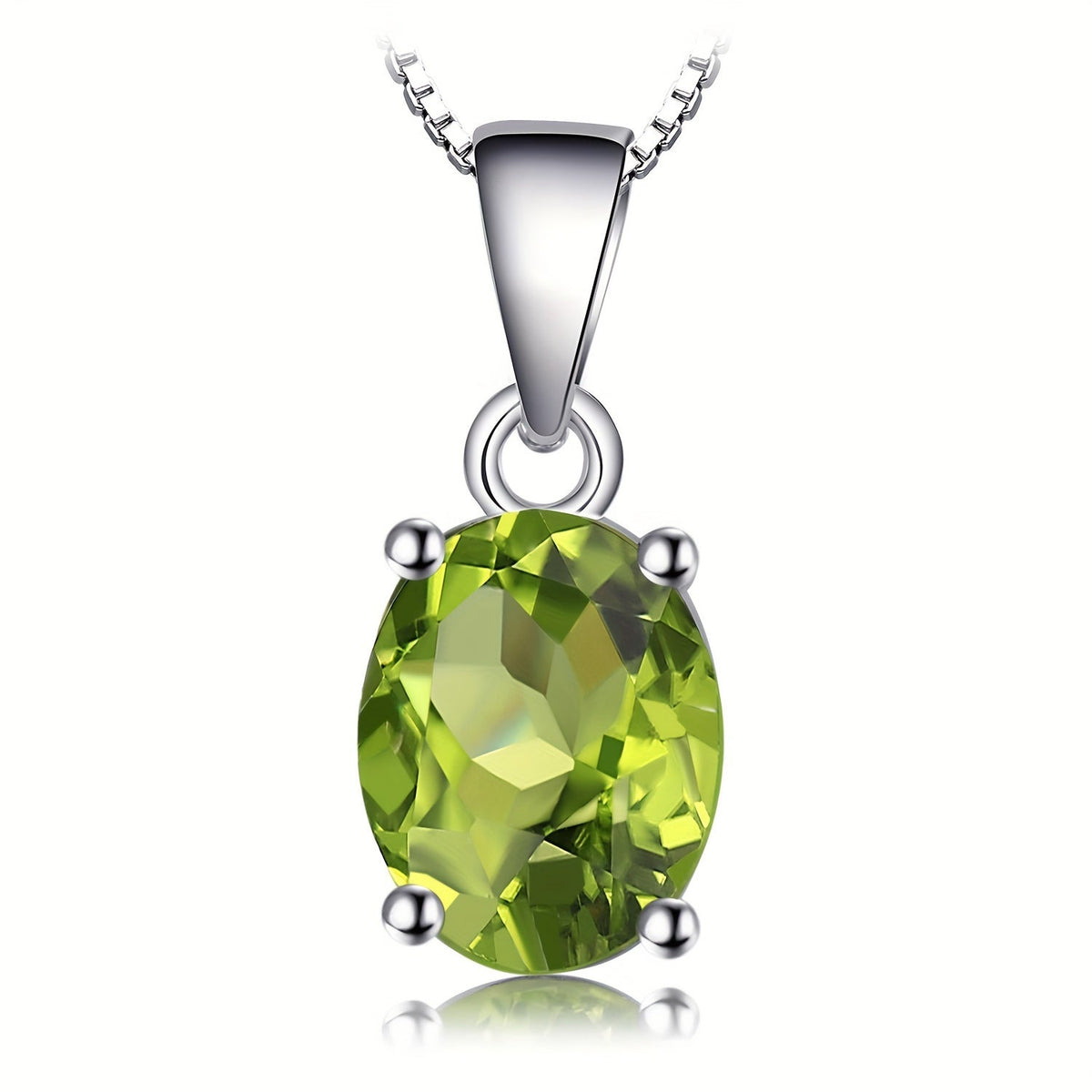 925 Sterling Silver Natural Gemstone Oval Cut Pendant Necklace for Women – Amethyst, Citrine, Garnet, Peridot, Topaz Multi-Faceted Fine Jewelry, Elegant Daily Gift for Girls