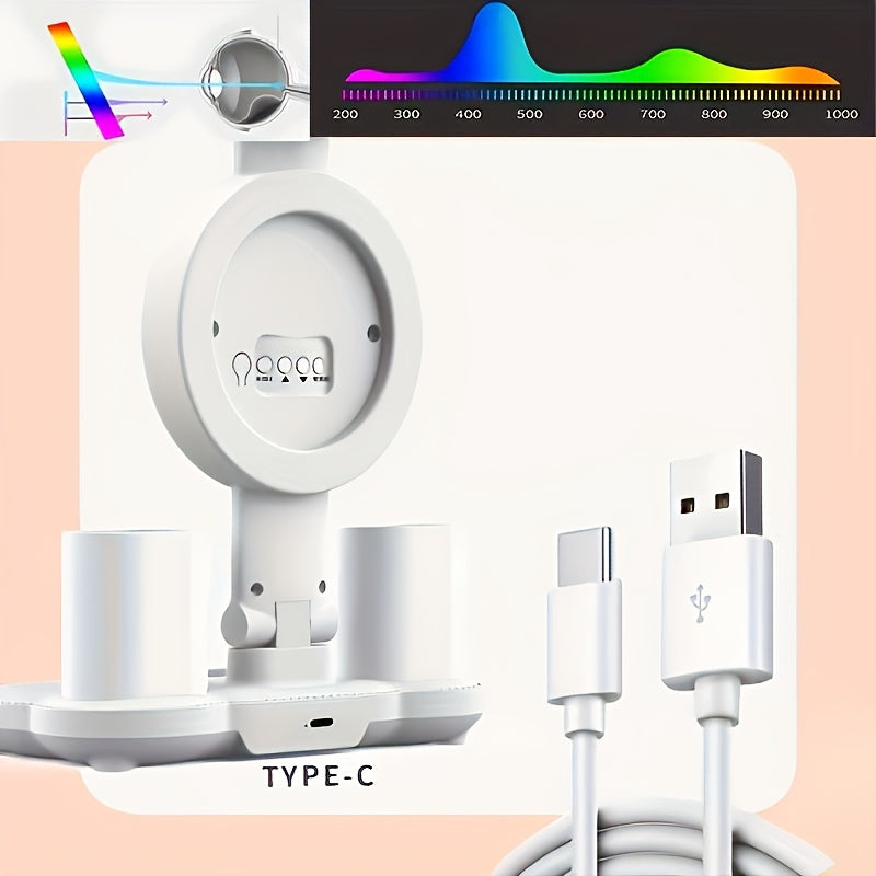 Smart Touch LED Desk Lamp with USB Port, Dual-Head Dimmable Color-Changing Reading Light with Built-In Fan and Night Light, Eye-Friendly for Home, Office, Dorm, and Study, No Battery Required