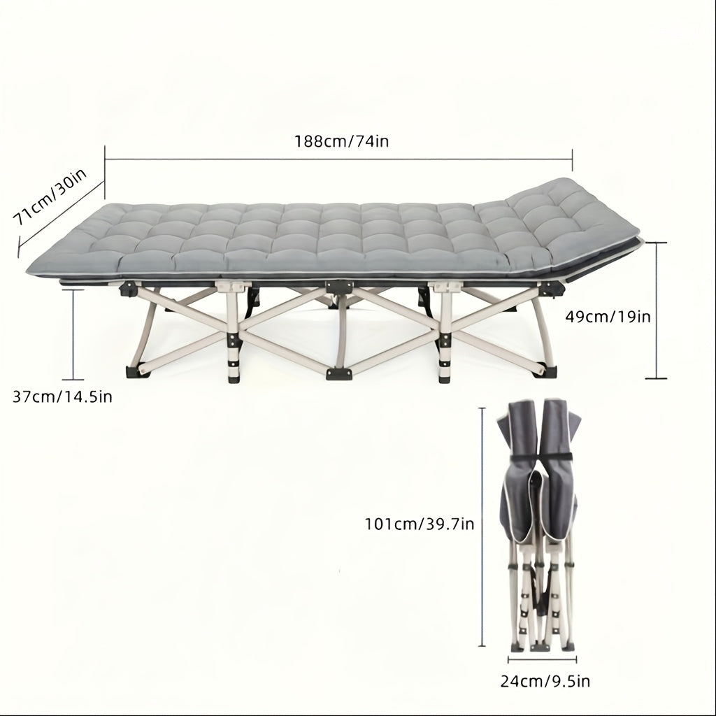 Heavy-Duty Folding Camping Bed with Flip-Up Mattress Included, 450-600 lbs Capacity, 70-75 Inch Portable Guest Bed for Adults, Teenagers, Travel, Garden, Balcony, and Outdoor Use