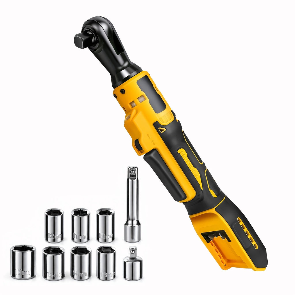 3/8-Inch Brushless Electric Ratchet Wrench Compatible with DeWalt 20V Battery Variable Speed with 1/4-Inch Adapter & 3-Inch Extension Rod – Tool Only (No Battery)