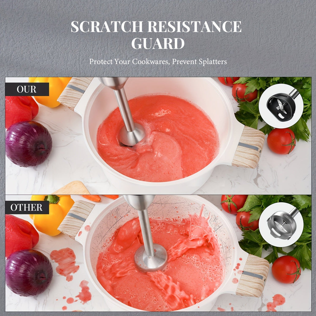 7-in-1 Immersion Blender 1000W with 20 Speeds & Turbo - Titanium Blades, BPA-Free, Dough Hooks, Egg Beaters, Whisk, 27oz Beaker & 20oz Chopper, Scratch-Resistant Hand Blender for Kitchen