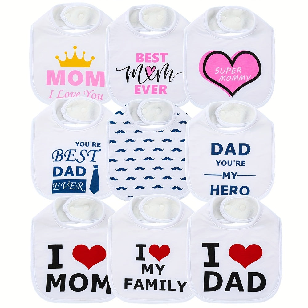 Baby Drool & Teething Bibs Set of 3, Cute Family & Love Themed Infant Bib for Boys & Girls, Soft Absorbent Newborn Bib with Funny Sayings, Baby Shower Gift for New Parents