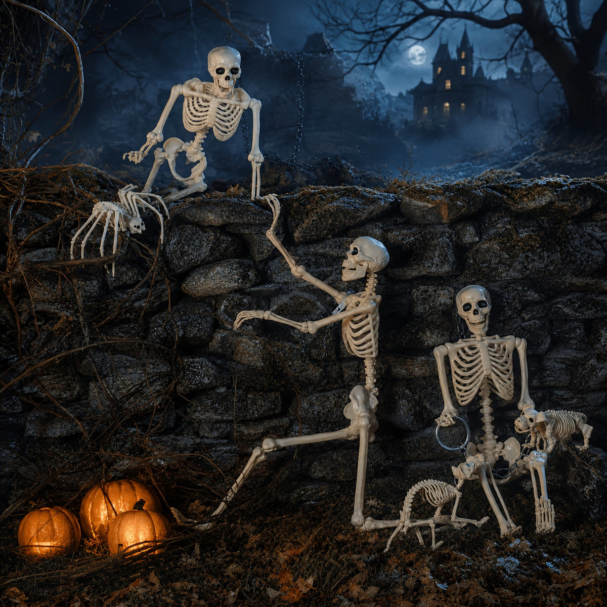 5.4Ft Life-Size Adjustable Human Adult Skeleton - Plastic Bones, Movable Joints - Halloween Decoration & Haunted House Prop