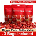 Dried Strawberry Snacks 3-Bag Pack, Low Sugar, Natural, Gluten-Free Fruit Snack for Office, Parties, and Holidays