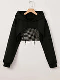 Women's Mesh Hoodie Solid Color American Street Style Sweet and Spicy Fashion Jacket Top Black White XS S M L XL XXL